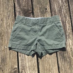 J. Crew Dark Green 3” Chino Shorts